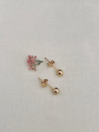 Boucles d'Oreilles Puces Boules Perle Plaqué Or