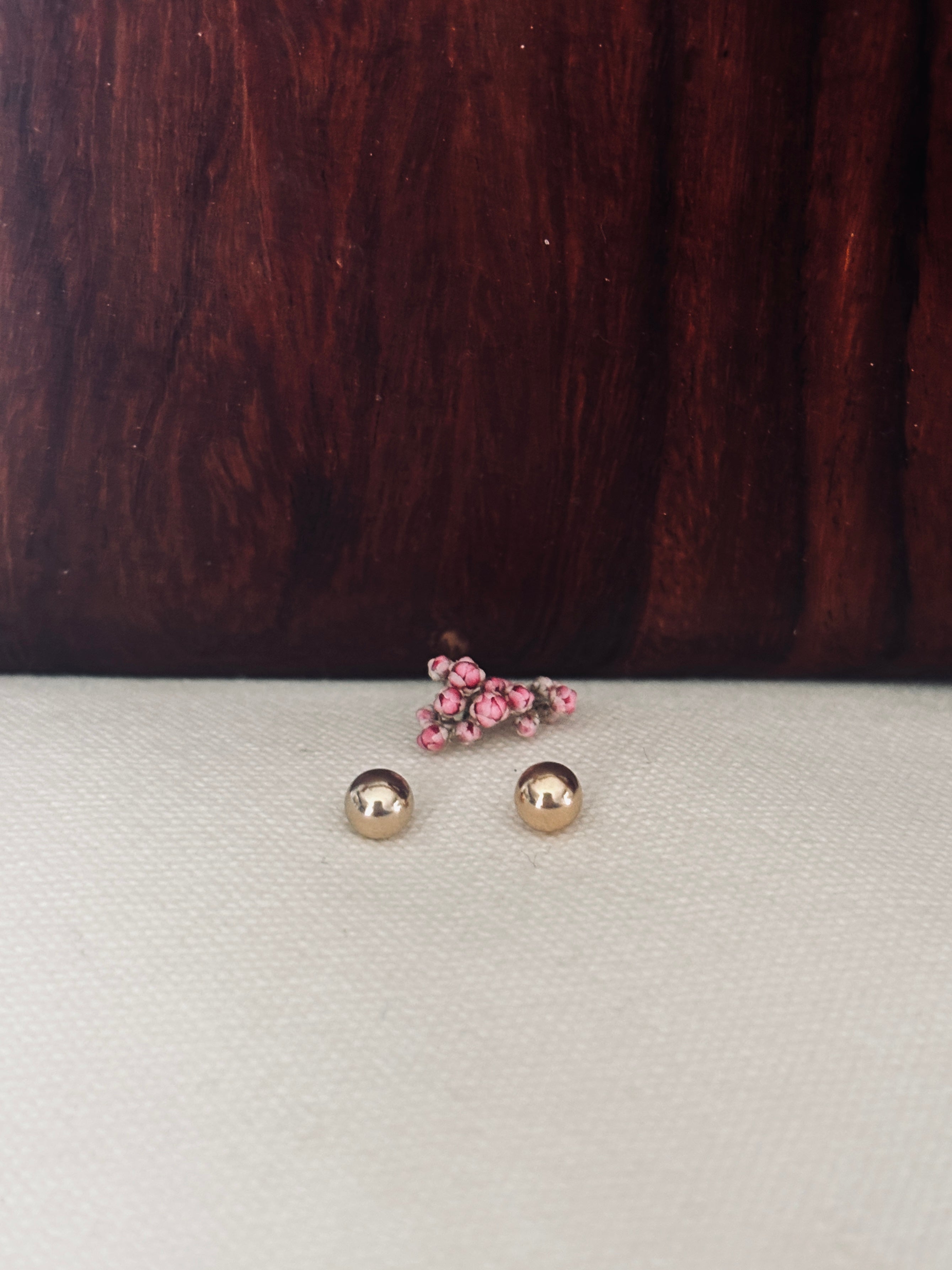 Boucles d'Oreilles Puces Boules Perle Plaqué Or