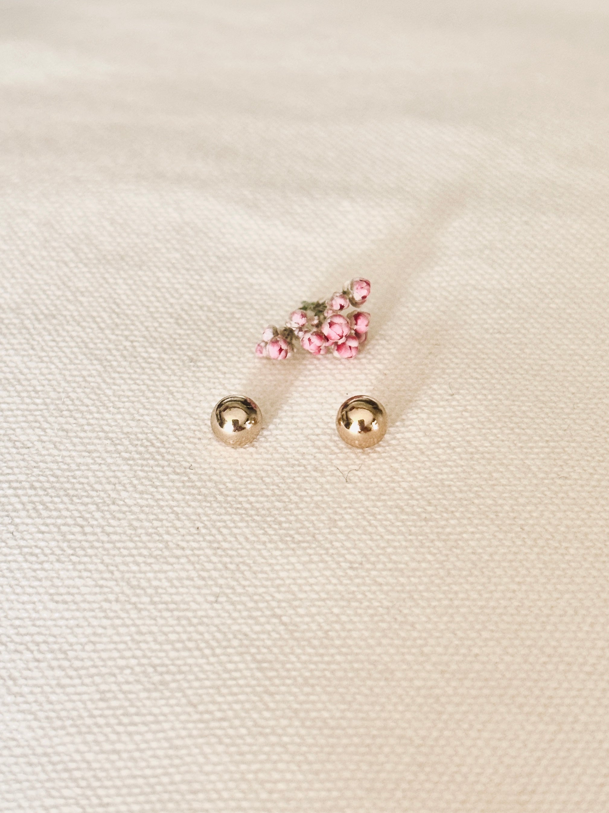 Boucles d'Oreilles Puces Boules Perle Plaqué Or