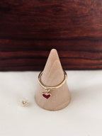 Bague Coeur Rouge Valentine Plaqué Or