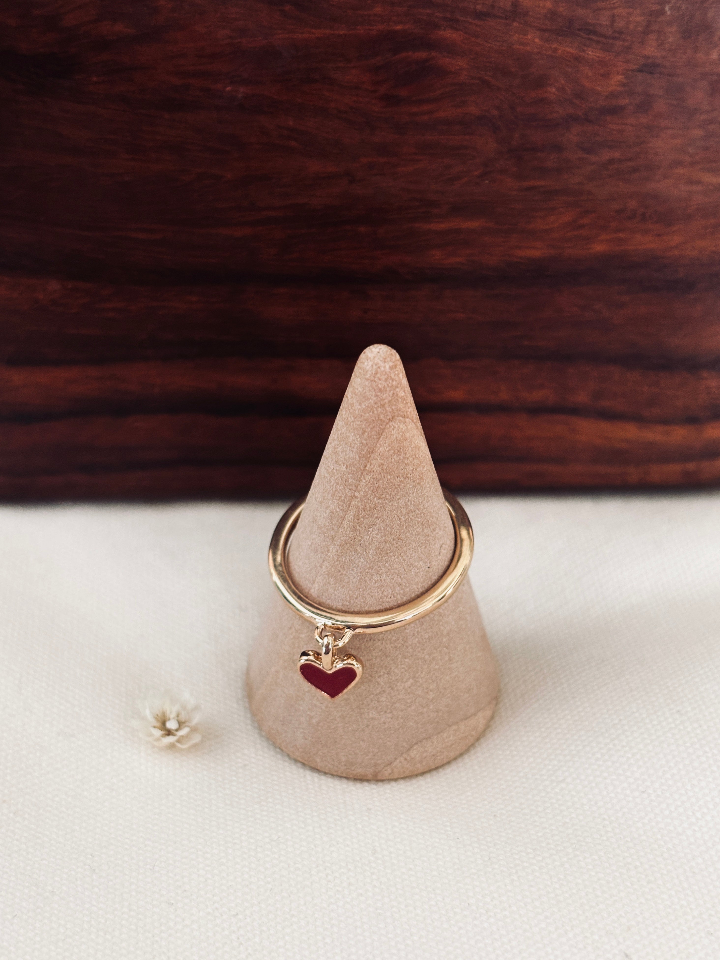 Bague Coeur Rouge Valentine Plaqué Or