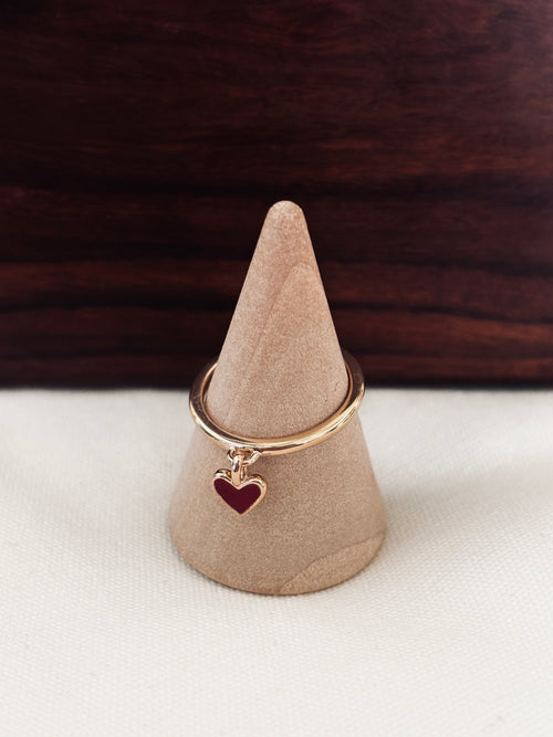 Bague Coeur Rouge Valentine Plaqué Or