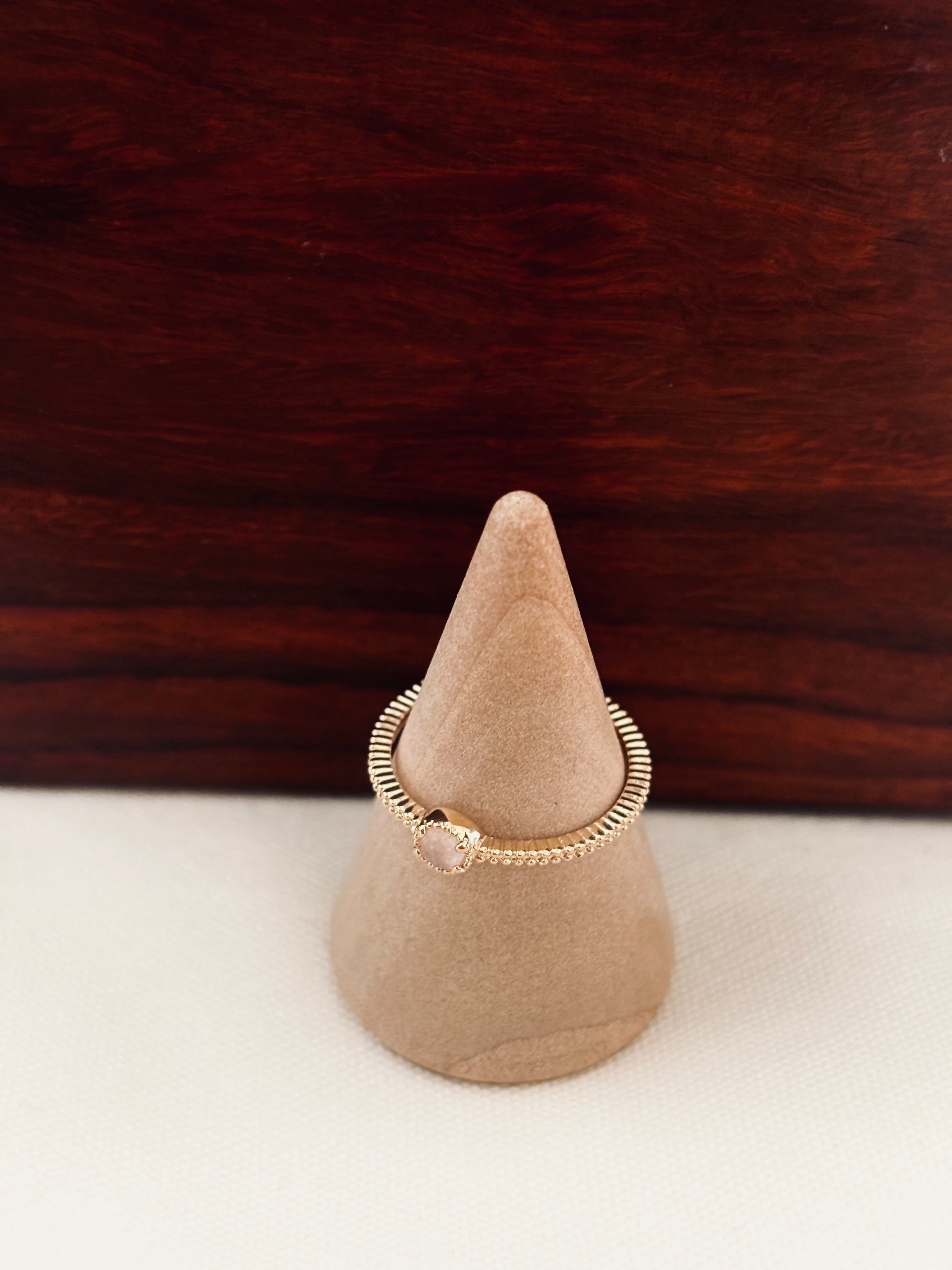 Bague Quartz Rose Augustine Plaqué Or
