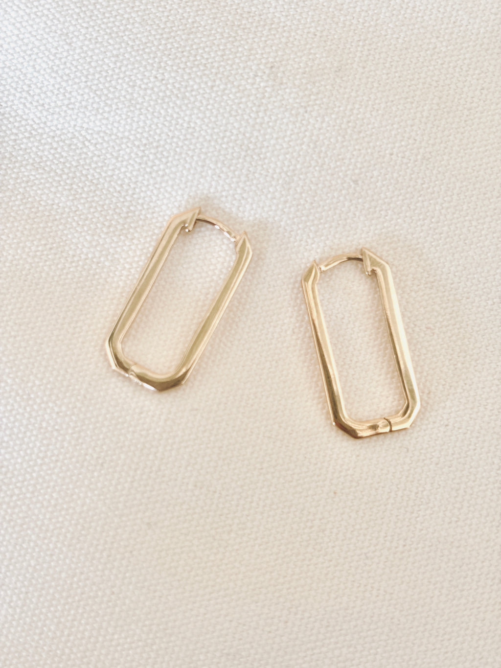 Boucles d'Oreilles Créoles Rectangle Brune Plaqué Or