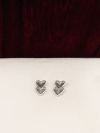 Boucles d'Oreilles Puces Double Coeur Noémie Argent