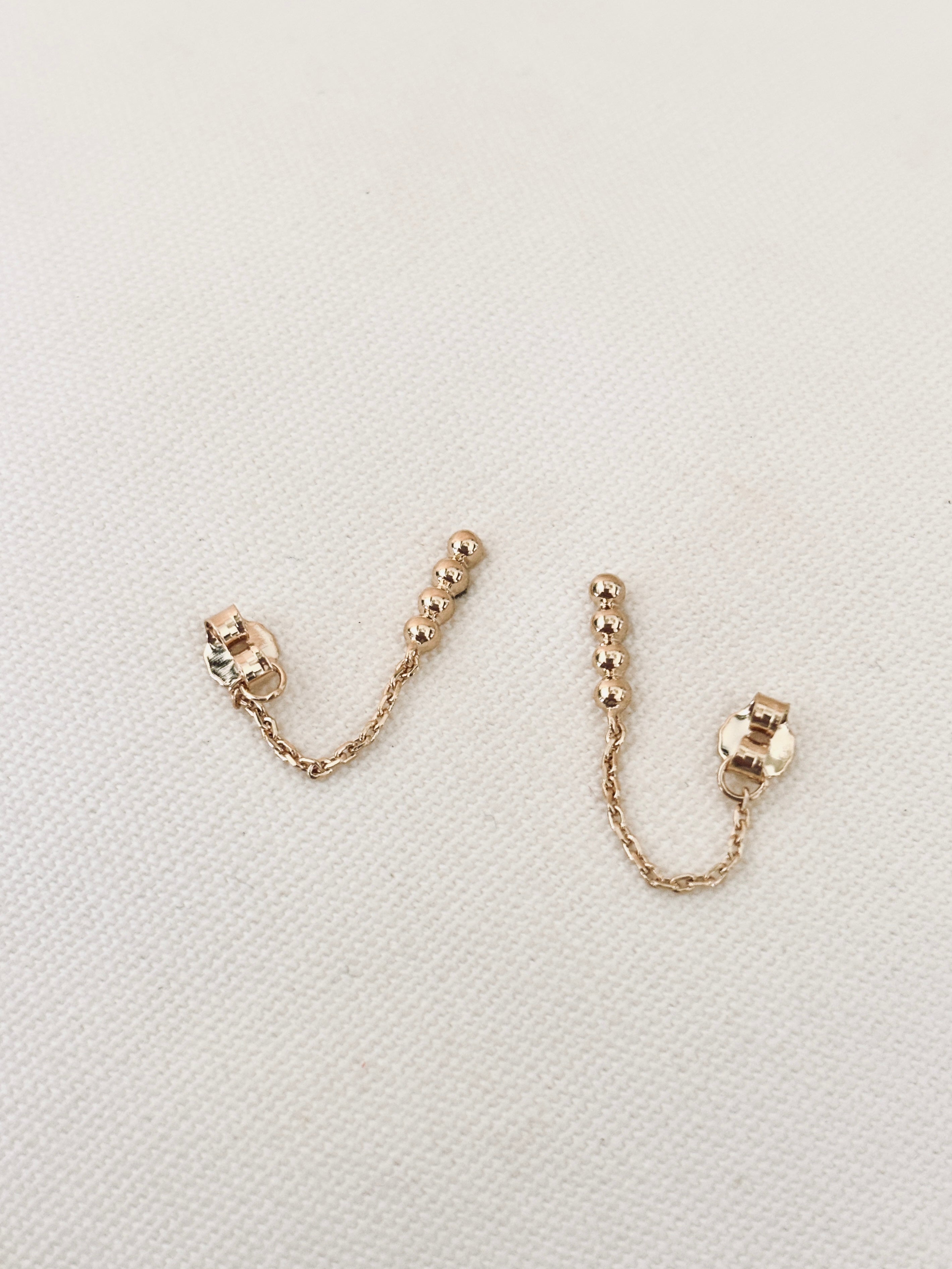 Boucles d'Oreilles Boules Chainette Alba Plaqué Or
