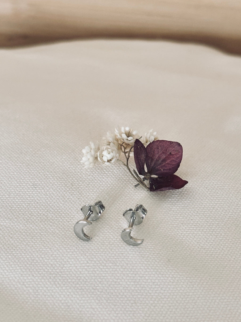 Boucles d'Oreilles Puces Lune Anaïs Argent