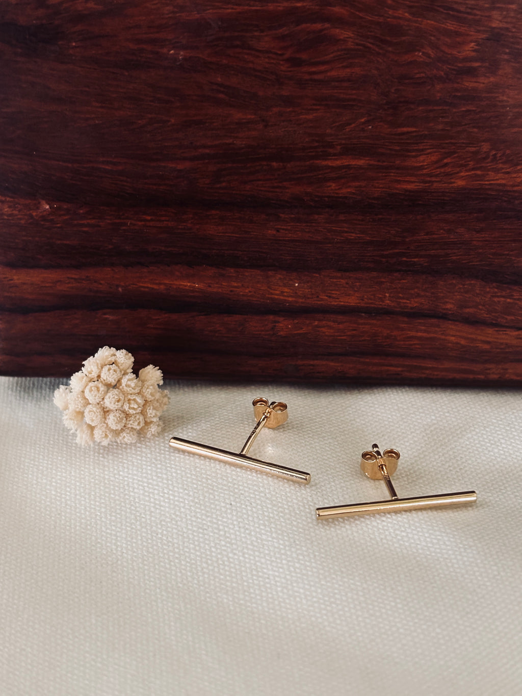 Boucles d'Oreilles Puces Barre Billy Plaqué Or