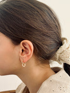 Boucles d'Oreilles Créoles Doubles Martelées Margaux Plaqué Or