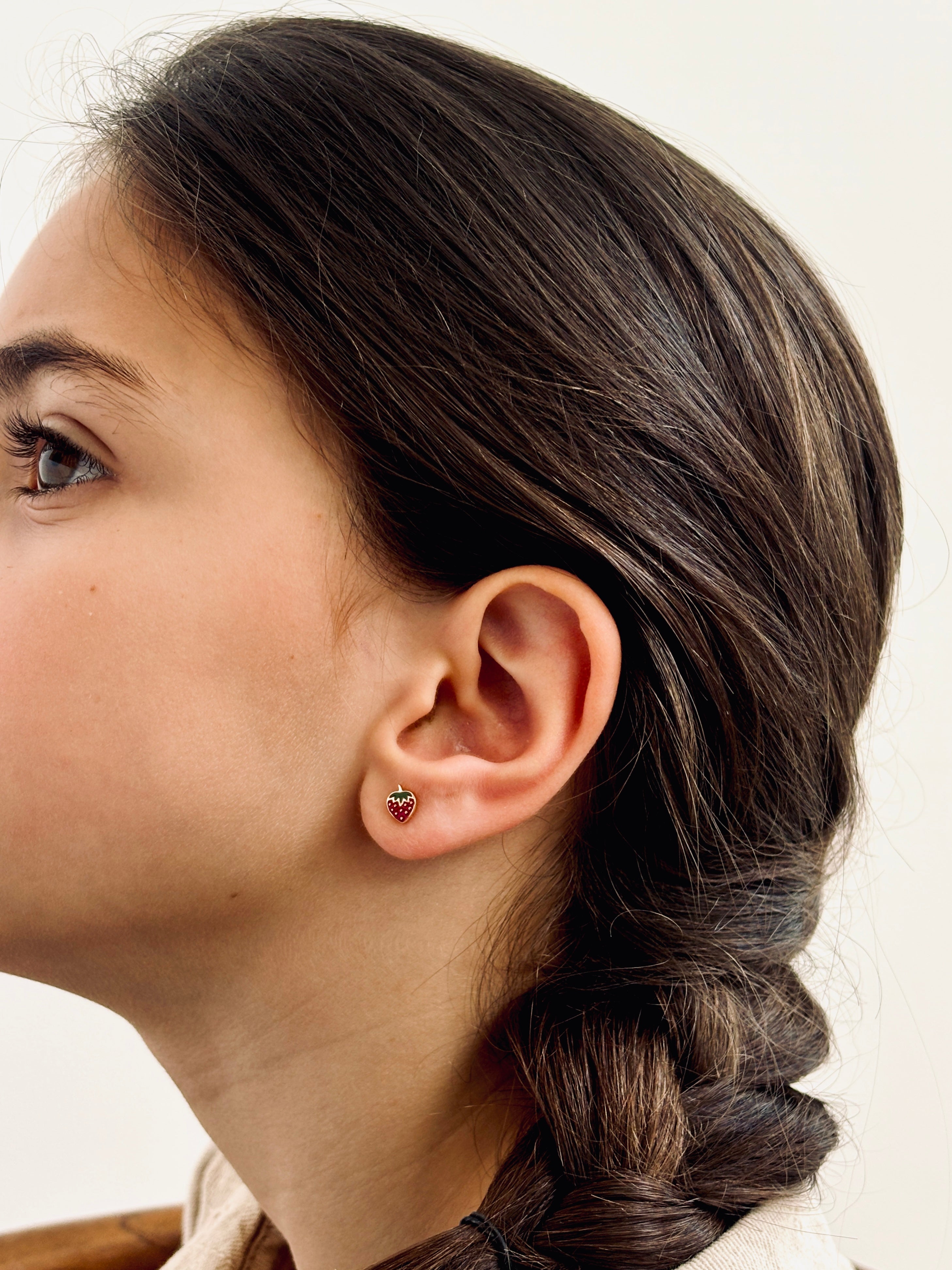 Boucles d'Oreilles Puces Fraise Inès Plaqué Or