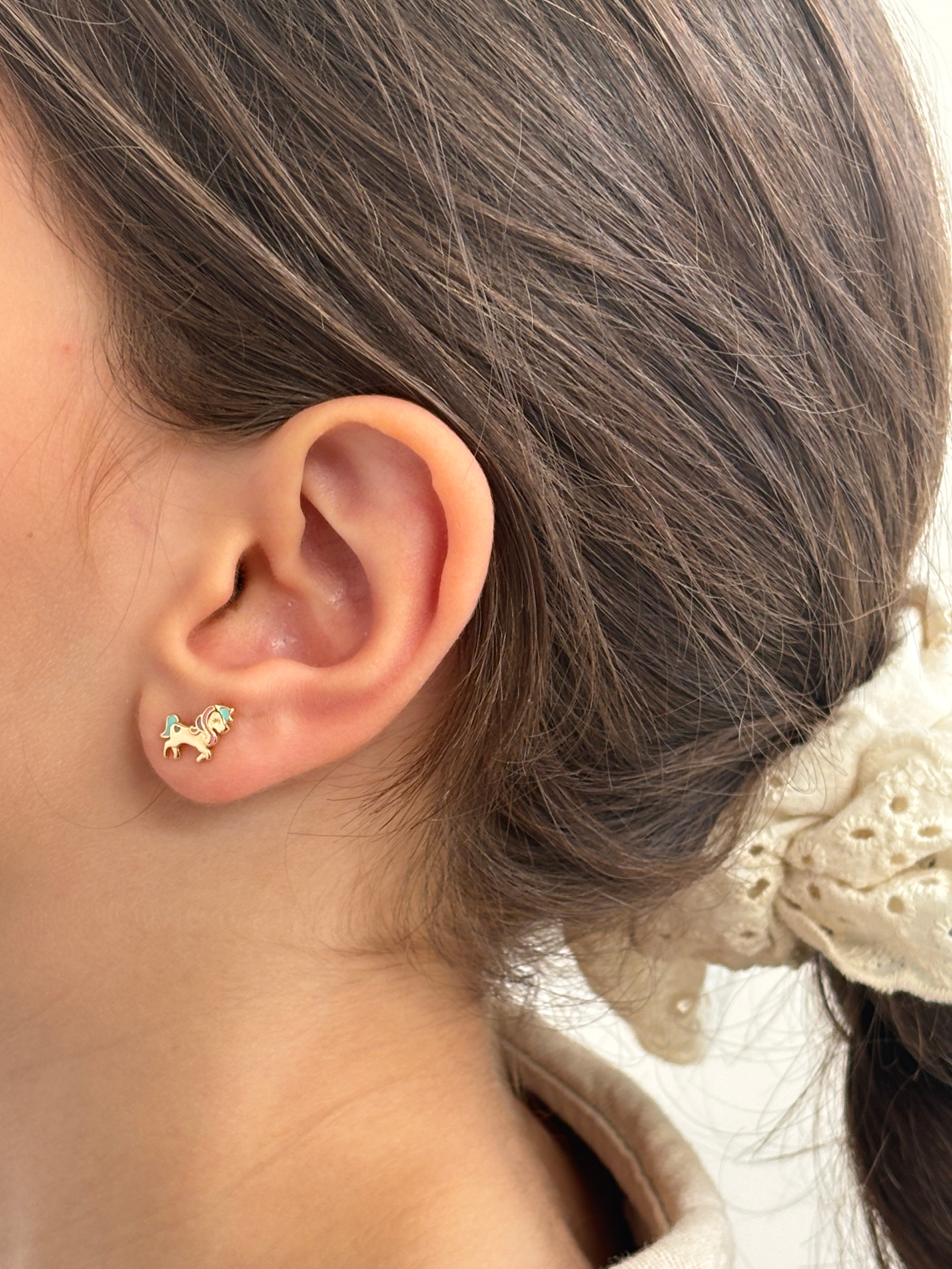 Boucles d'Oreilles Puces Licorne Lise Plaqué Or