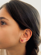 Boucles d'Oreilles Puces Papillon Rose Ninon Plaqué Or