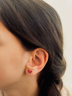 Boucles d'Oreilles Puces Papillon Rose Ninon Plaqué Or