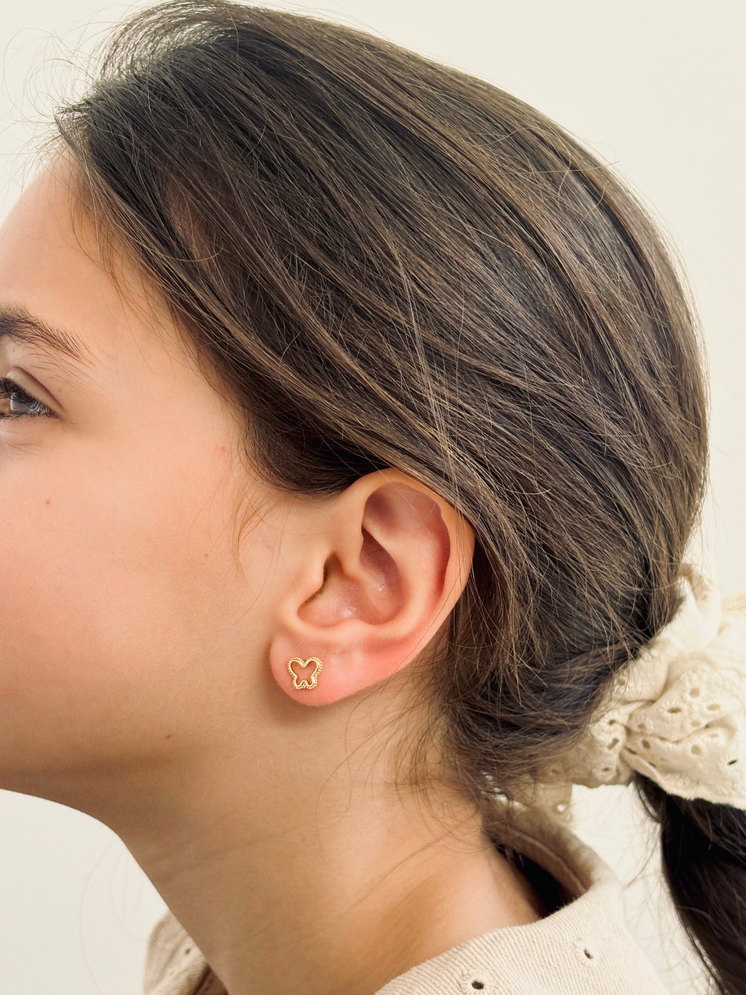 Boucles d'Oreilles Puces Papillon Ajouré Suzon Plaqué Or