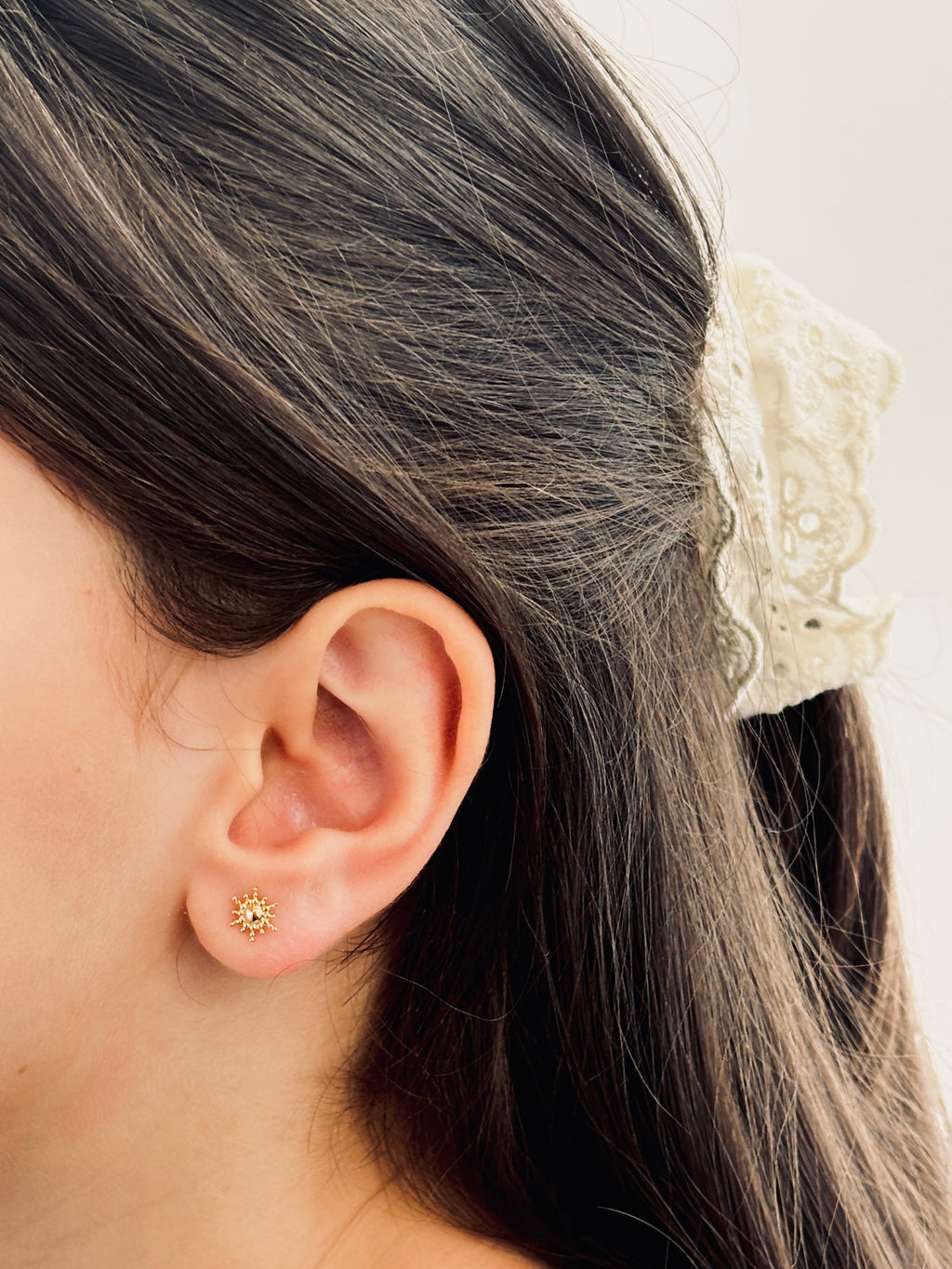 Boucles d'Oreilles Puces Soleil Solyne Plaqué Or