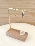 Boucles d'Oreilles Créoles Rectangle Brune Plaqué Or