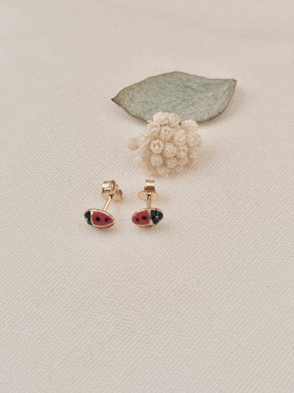 Boucles d'Oreilles Puces Coccinelle Adèle Plaqué Or