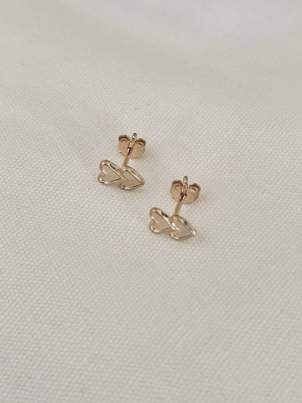 Boucles d'Oreilles Puces Double coeur Noémie Plaqué Or