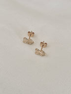 Boucles d'Oreilles Puces Double coeur Noémie Plaqué Or