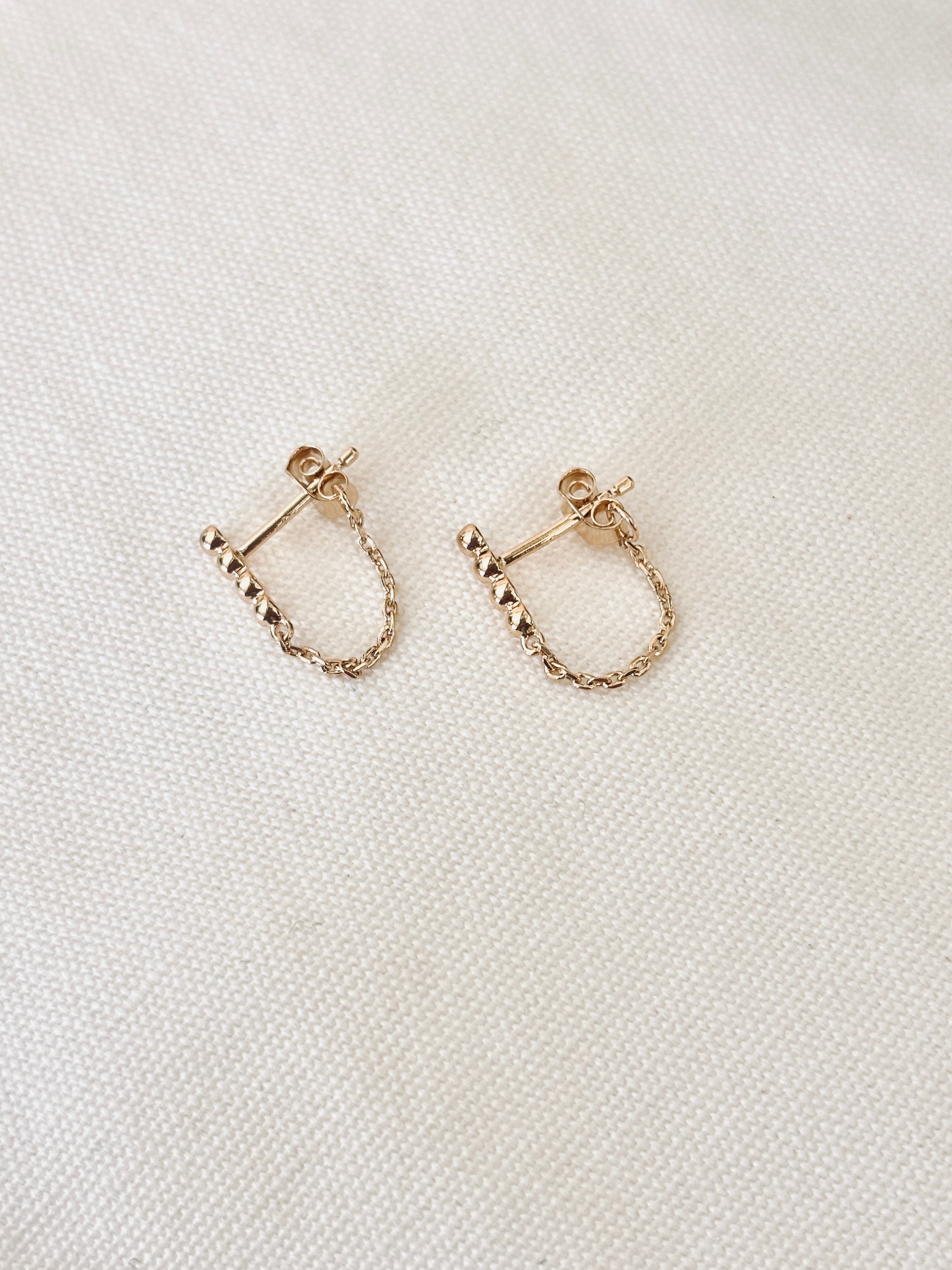 Boucles d'Oreilles Boules Chainette Alba Plaqué Or