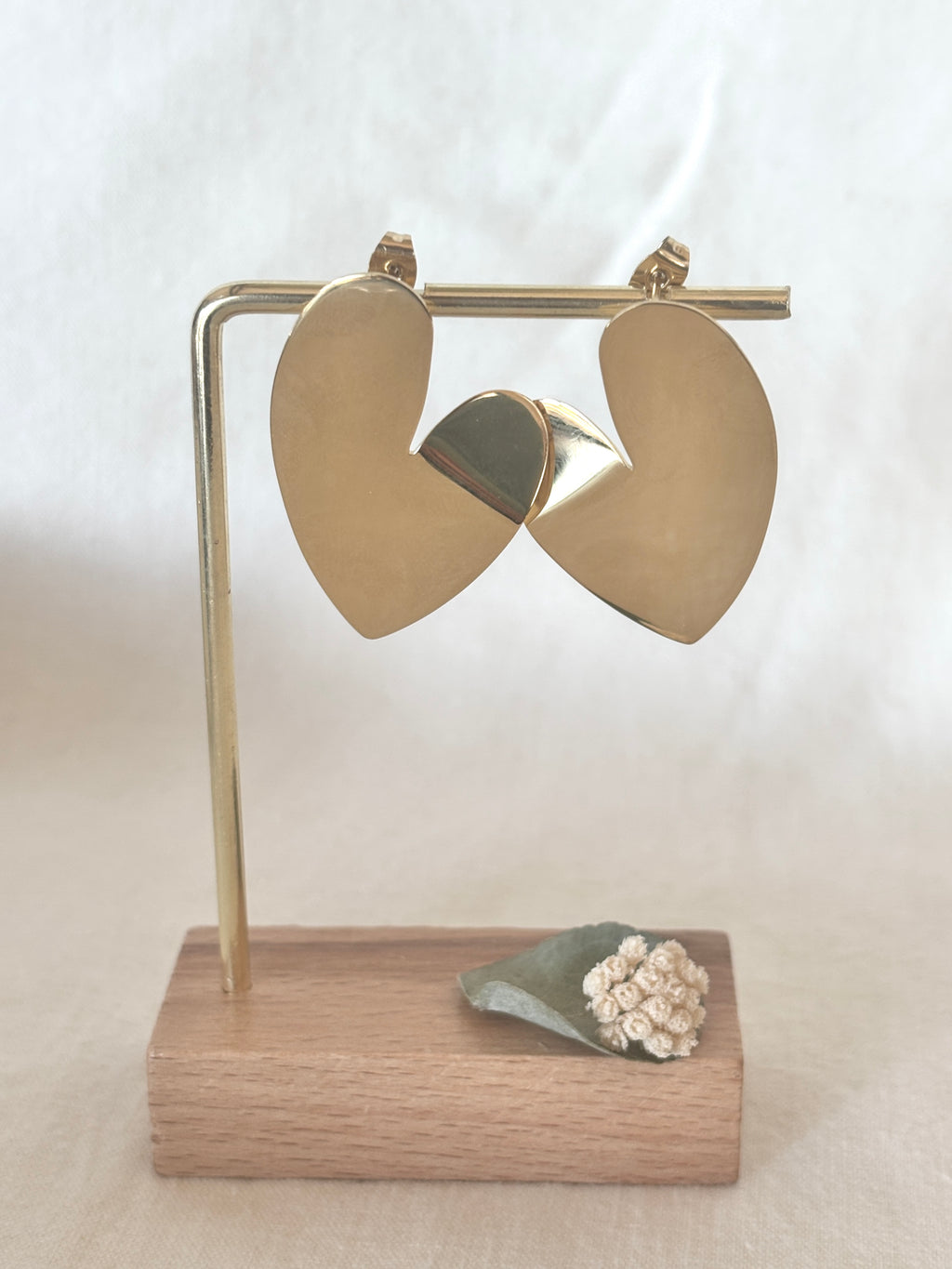 Boucles d'Oreilles Cœur Ambre Acier PVD