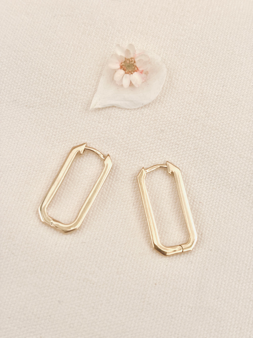 Boucles d'Oreilles Créoles Rectangle Brune Plaqué Or
