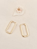 Boucles d'Oreilles Créoles Rectangle Brune Plaqué Or