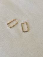 Boucles d'Oreilles Créoles Rectangle Mini Brune Plaqué Or