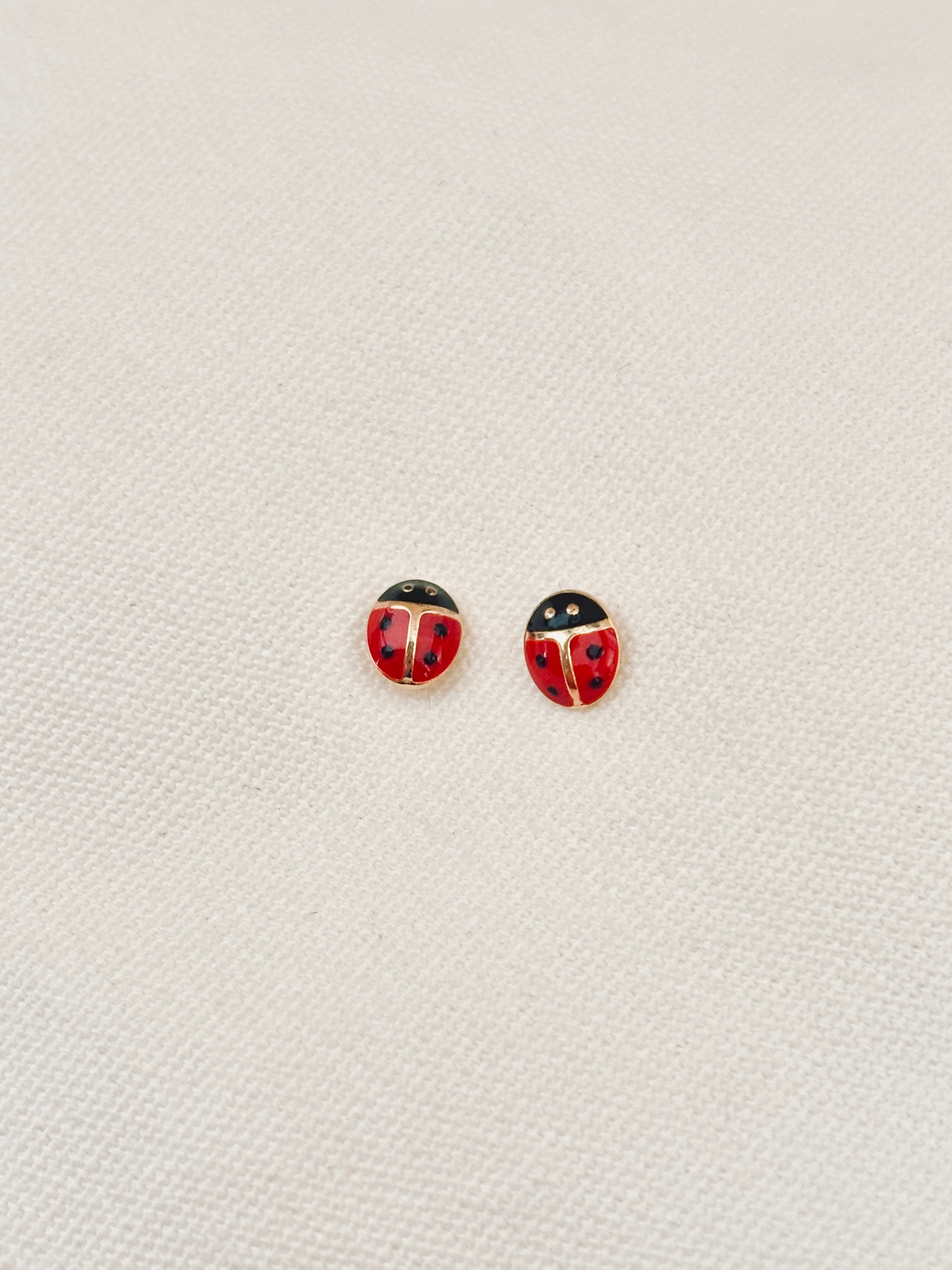 Boucles d'Oreilles Puces Coccinelle Adèle Plaqué Or