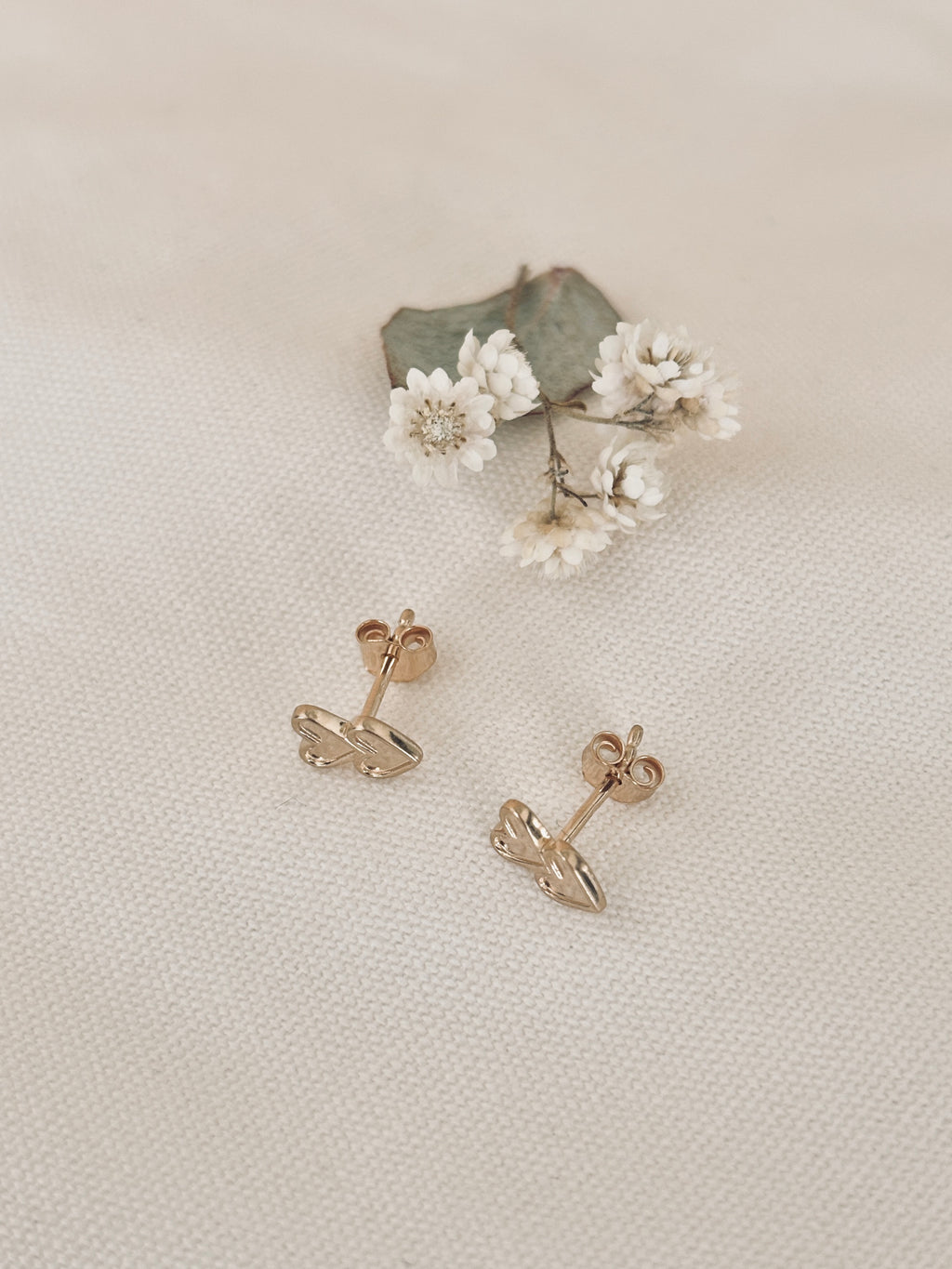 Boucles d'Oreilles Puces Double coeur Noémie Plaqué Or