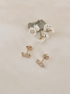 Boucles d'Oreilles Puces Double coeur Noémie Plaqué Or
