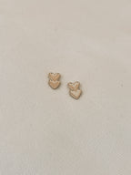 Boucles d'Oreilles Puces Double coeur Noémie Plaqué Or