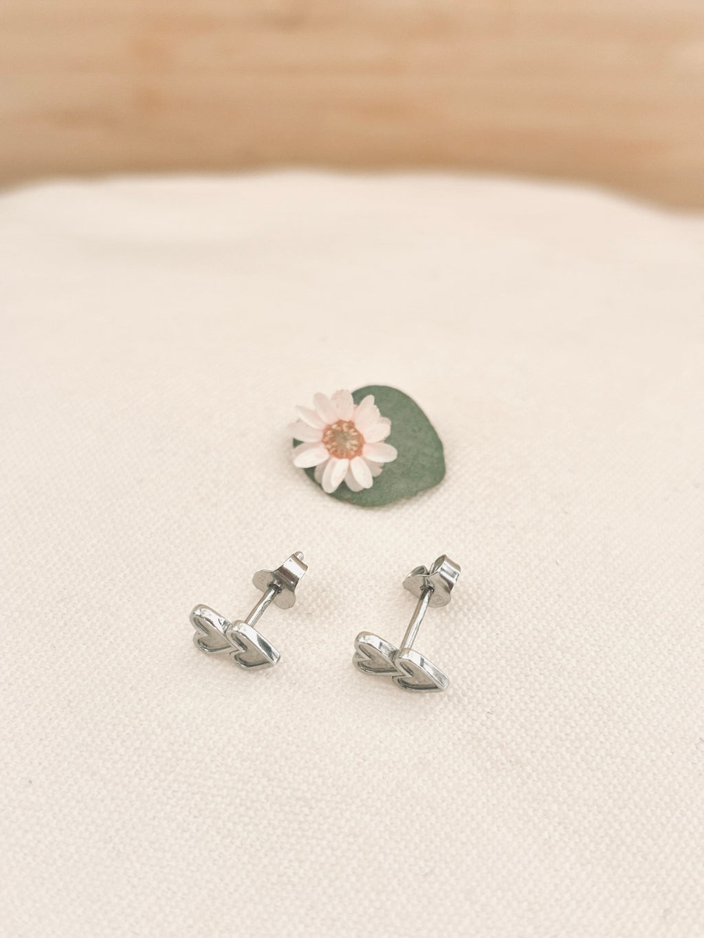 Boucles d'Oreilles Puces Double Coeur Noémie Argent