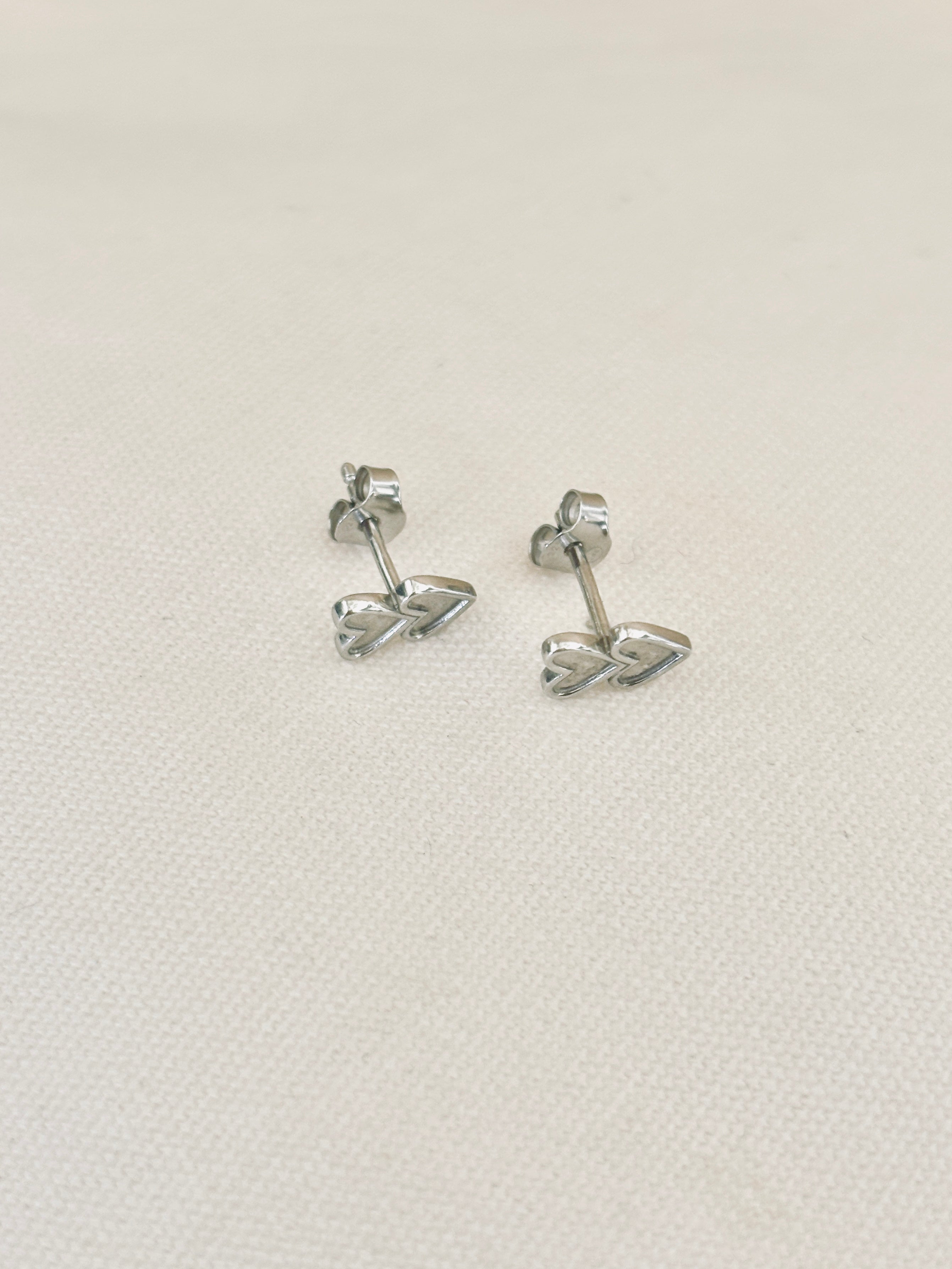 Boucles d'Oreilles Puces Double Coeur Noémie Argent