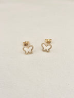 Boucles d'Oreilles Puces Papillon Ajouré Suzon Plaqué Or
