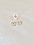 Boucles d'Oreilles Puces Papillon Ajouré Suzon Plaqué Or