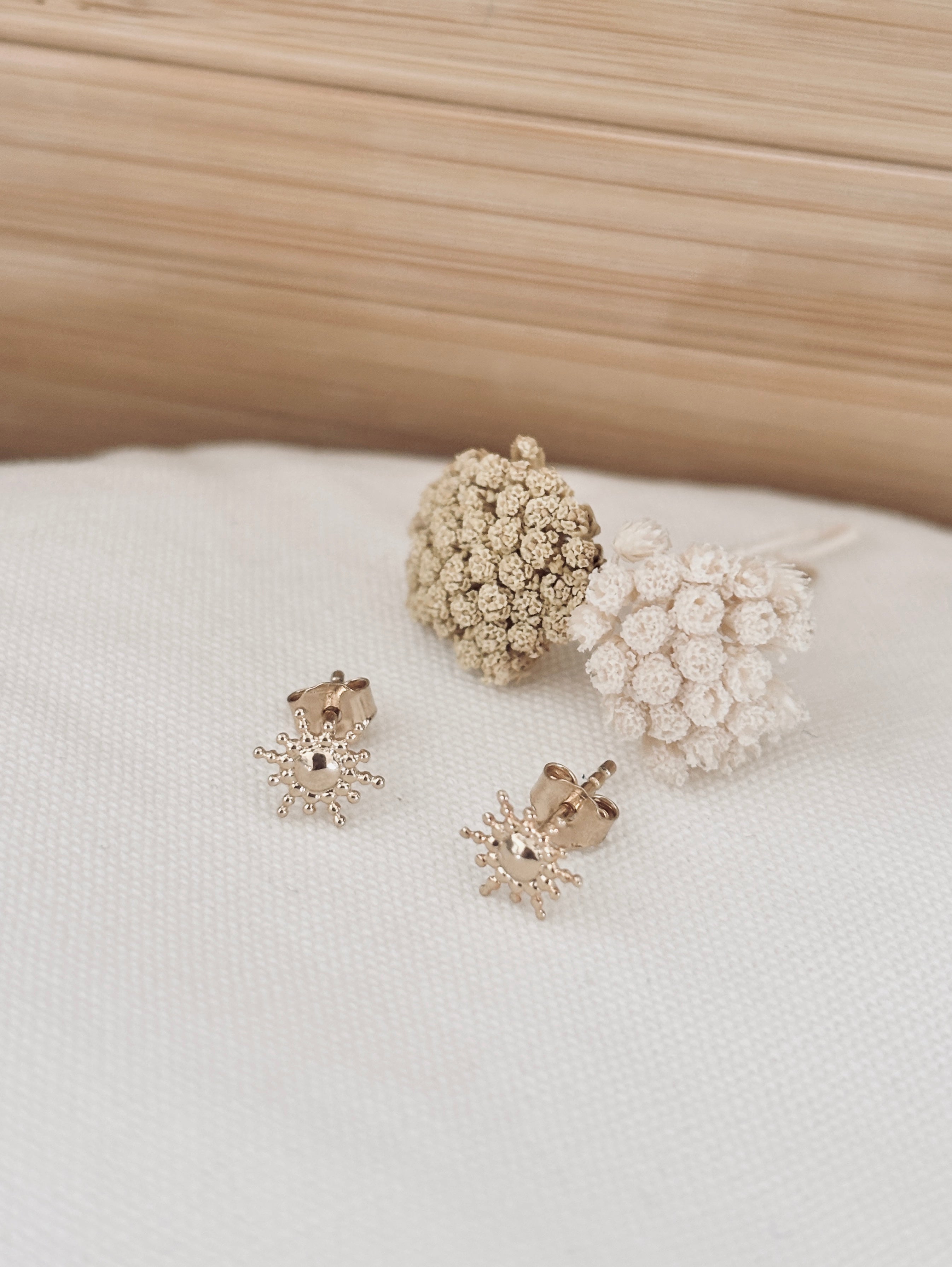 Boucles d'Oreilles Puces Soleil Solyne Plaqué Or
