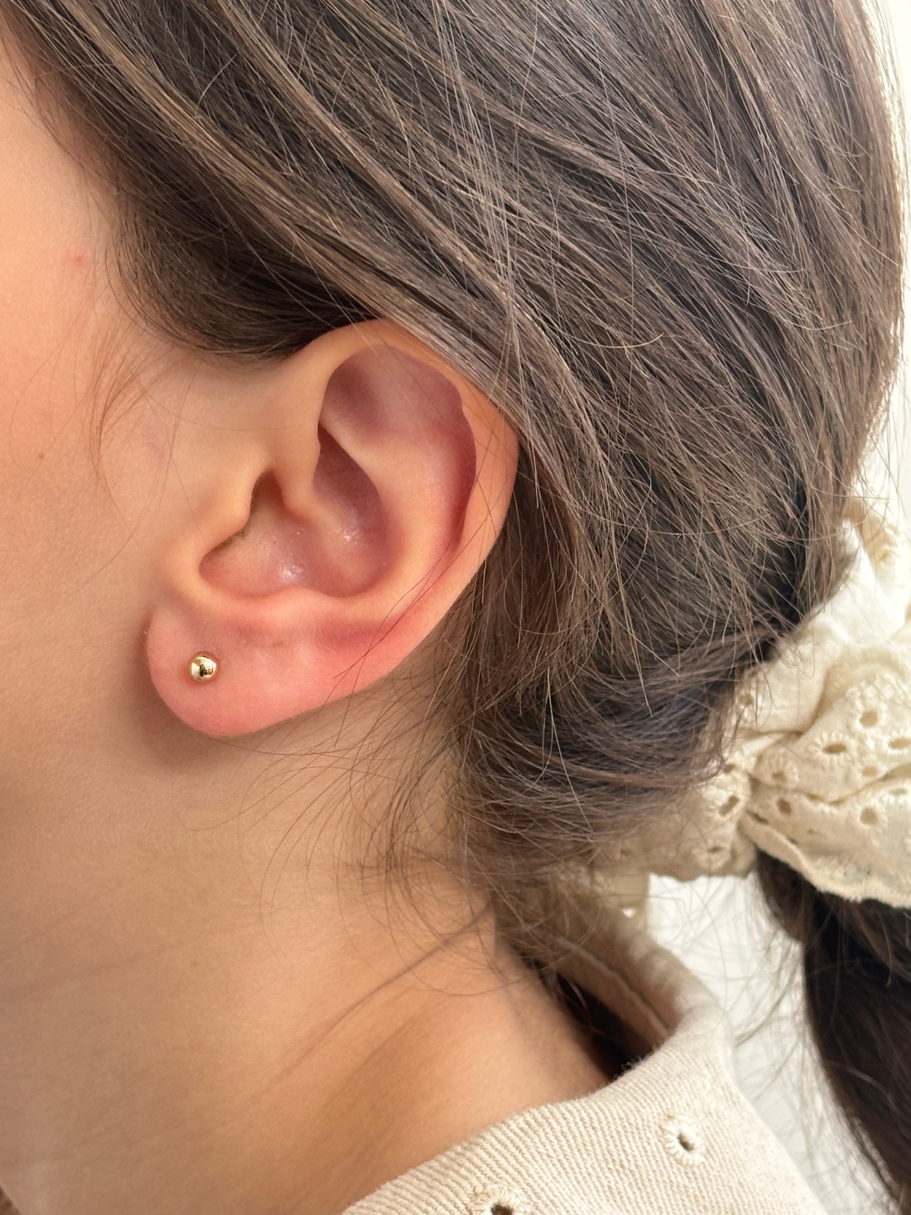 Boucles d'Oreilles Puces Boules Perle Plaqué Or