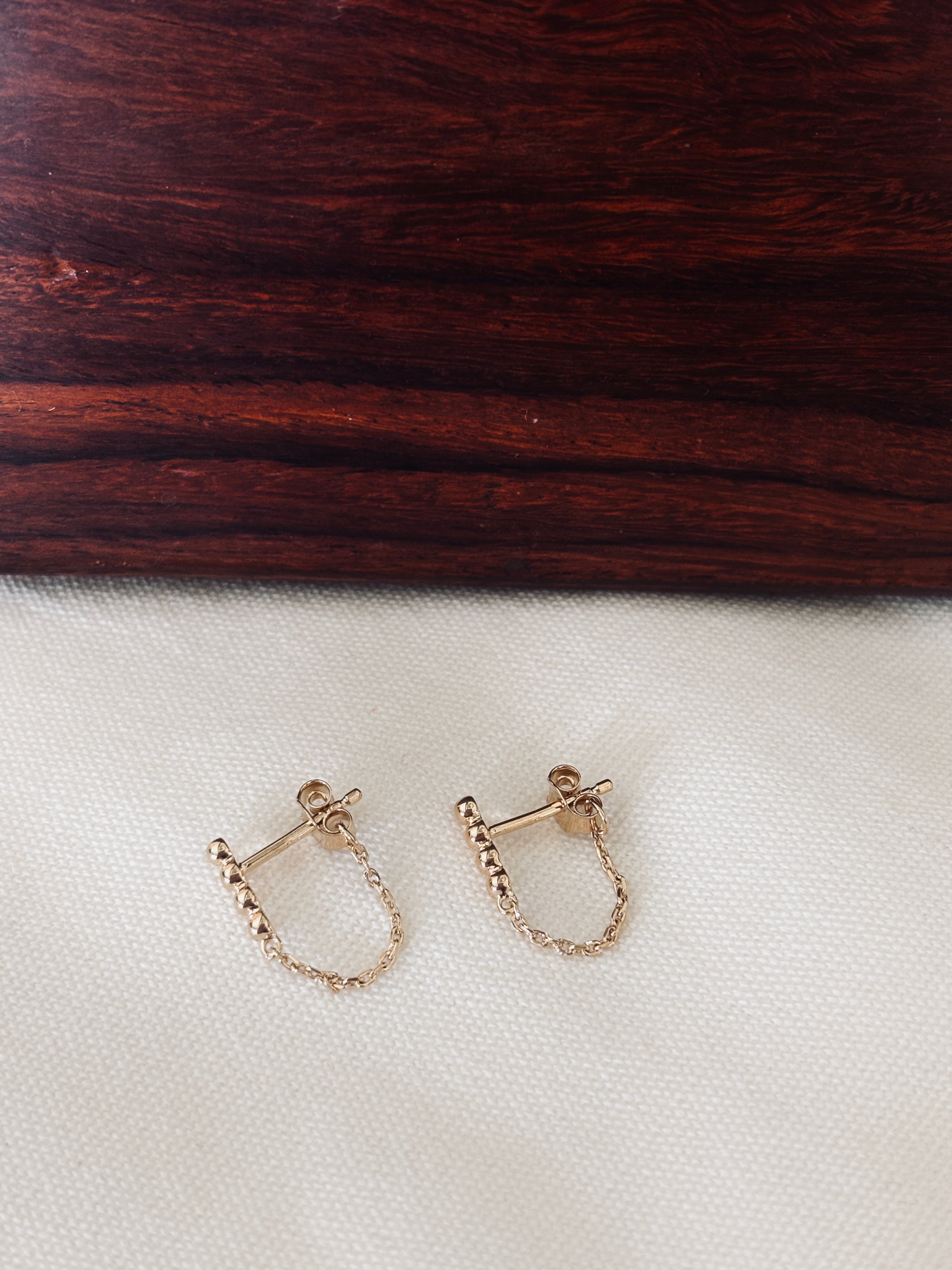 Boucles d'Oreilles Boules Chainette Alba Plaqué Or