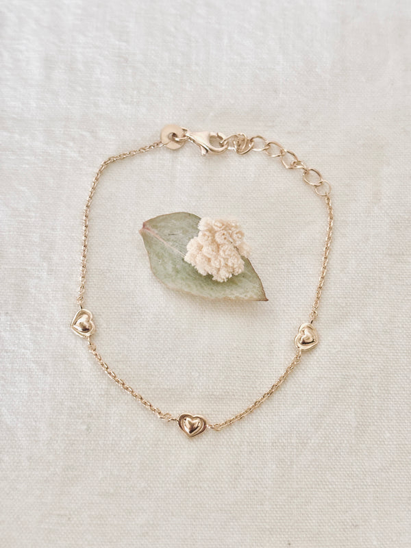 Bracelet Trois Cœurs Emilie Plaqué Or