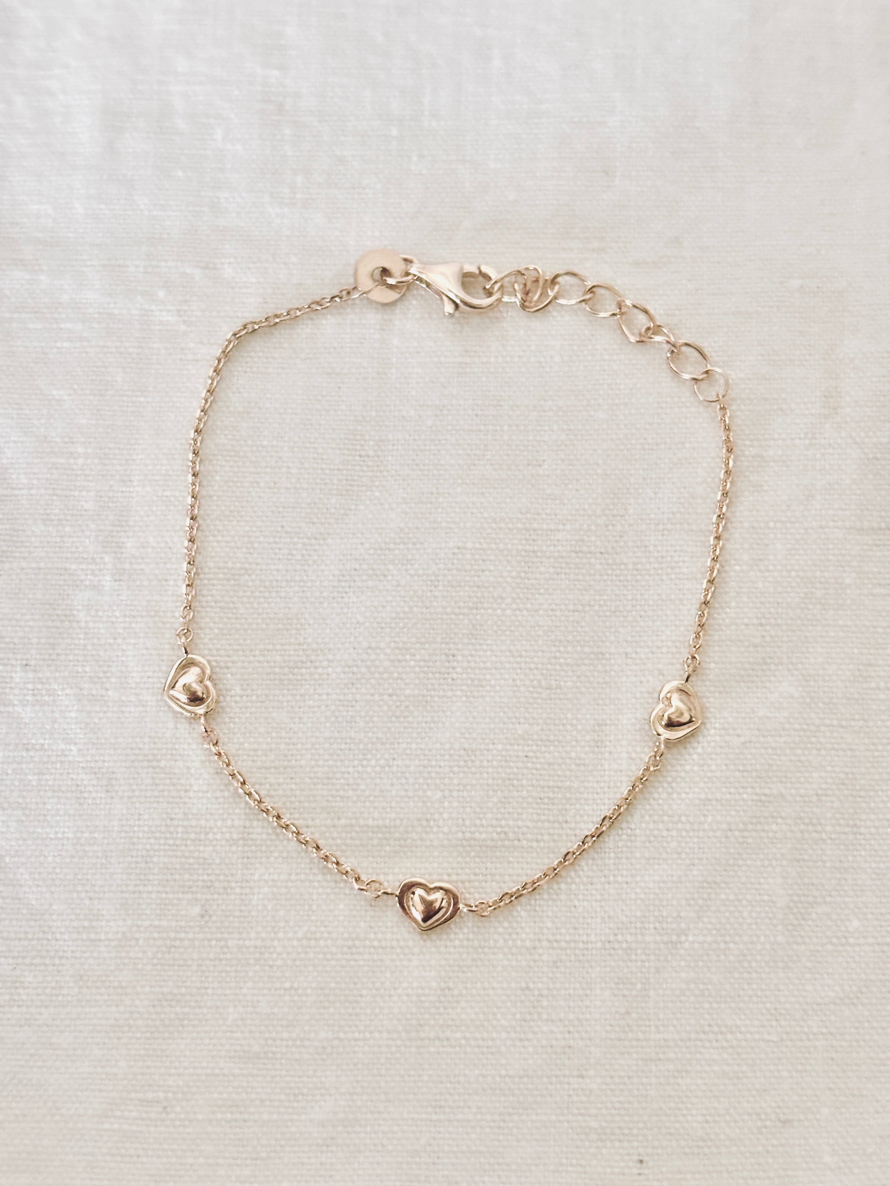 Bracelet Trois Cœurs Emilie Plaqué Or