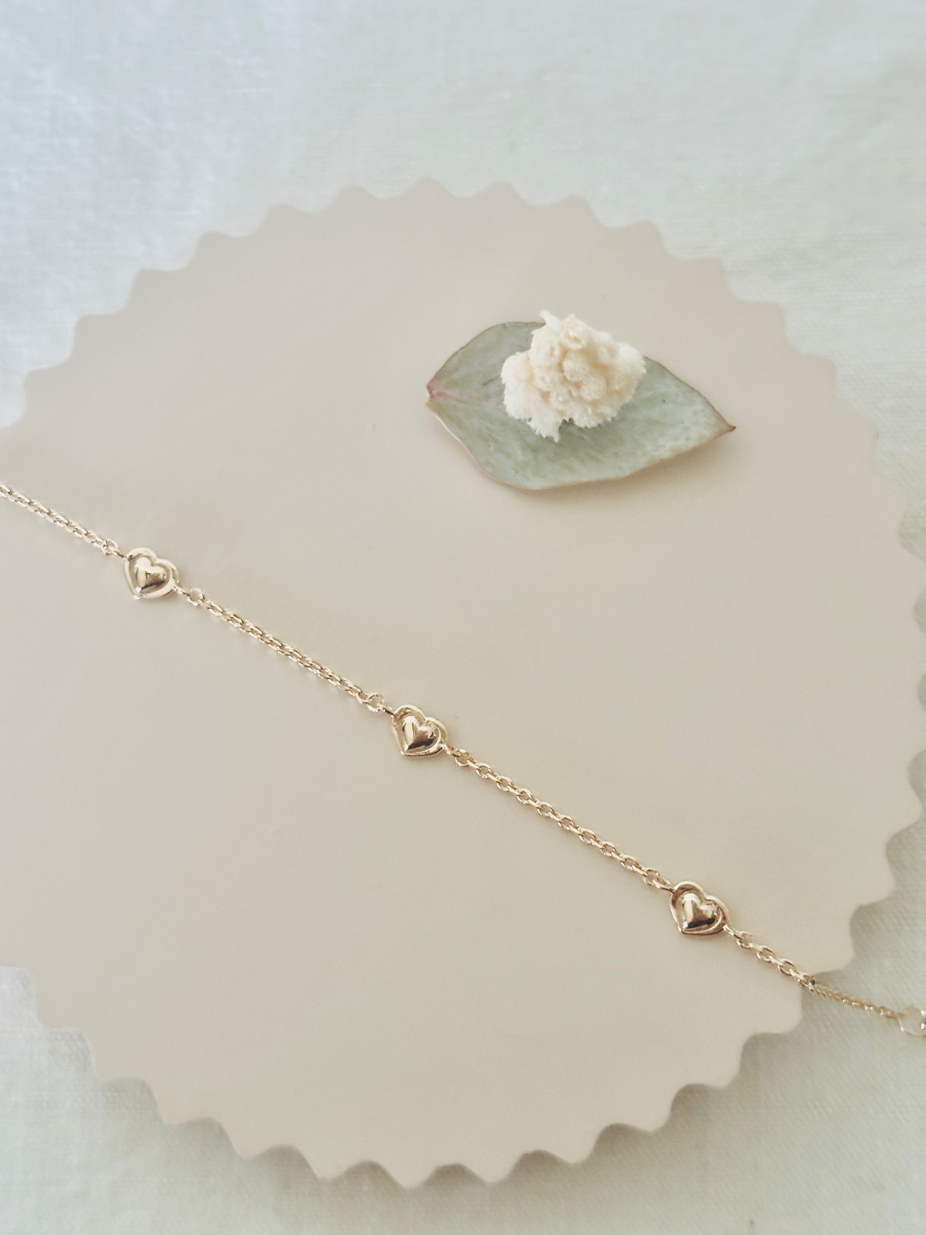 Bracelet Trois Cœurs Emilie Plaqué Or