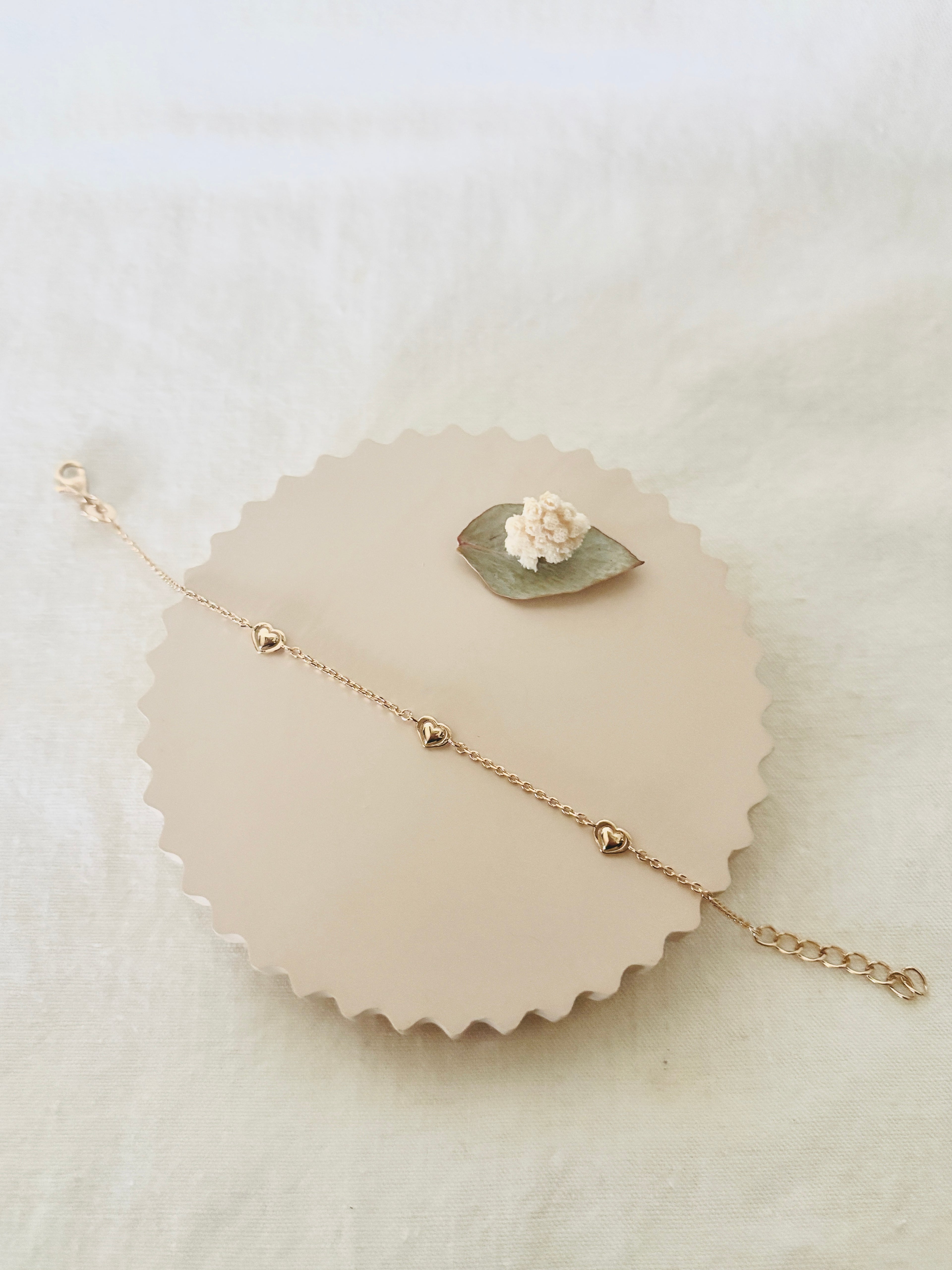 Bracelet Trois Cœurs Emilie Plaqué Or