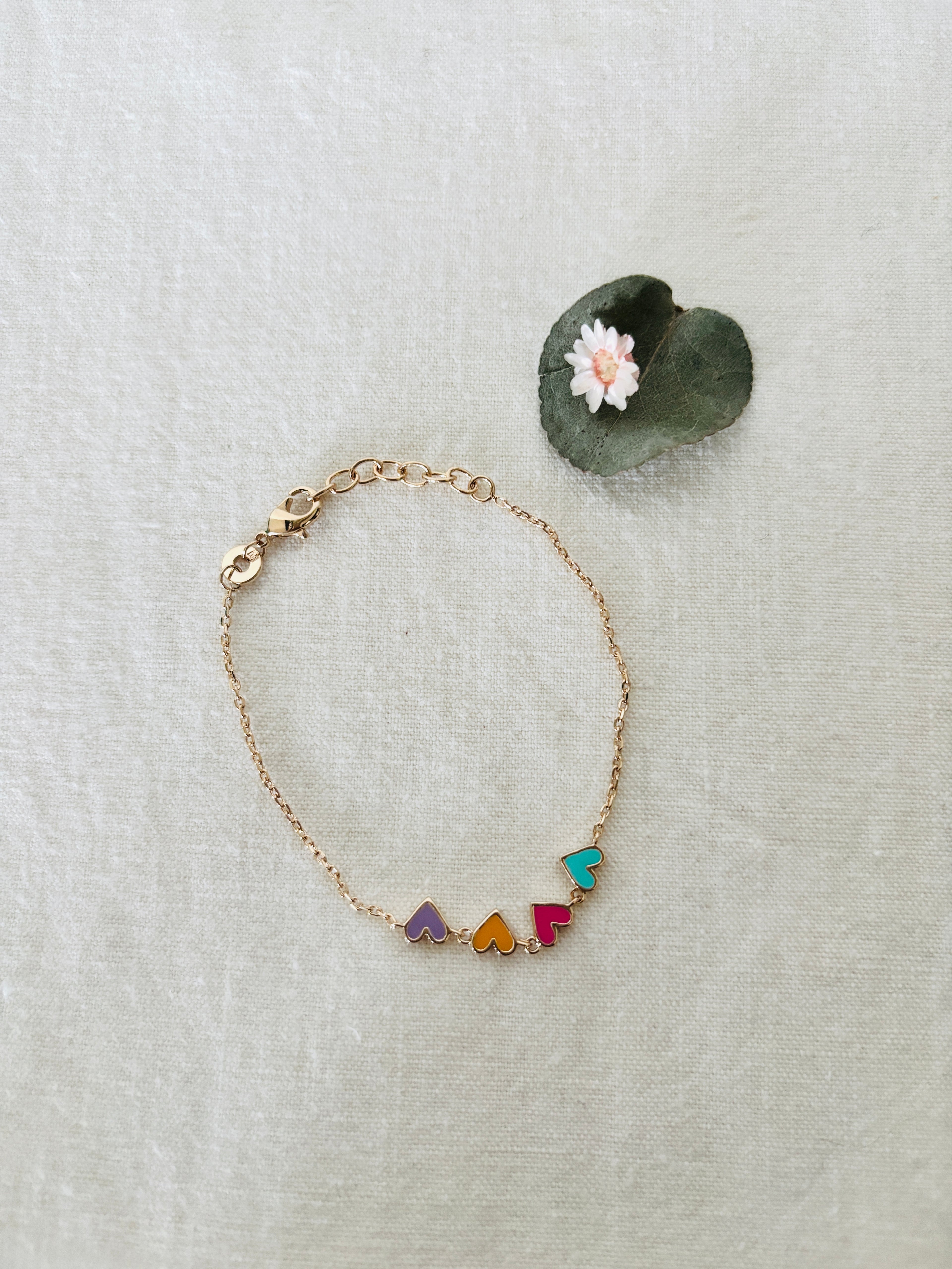 Bracelet Cœurs Colorés Romy Plaqué Or