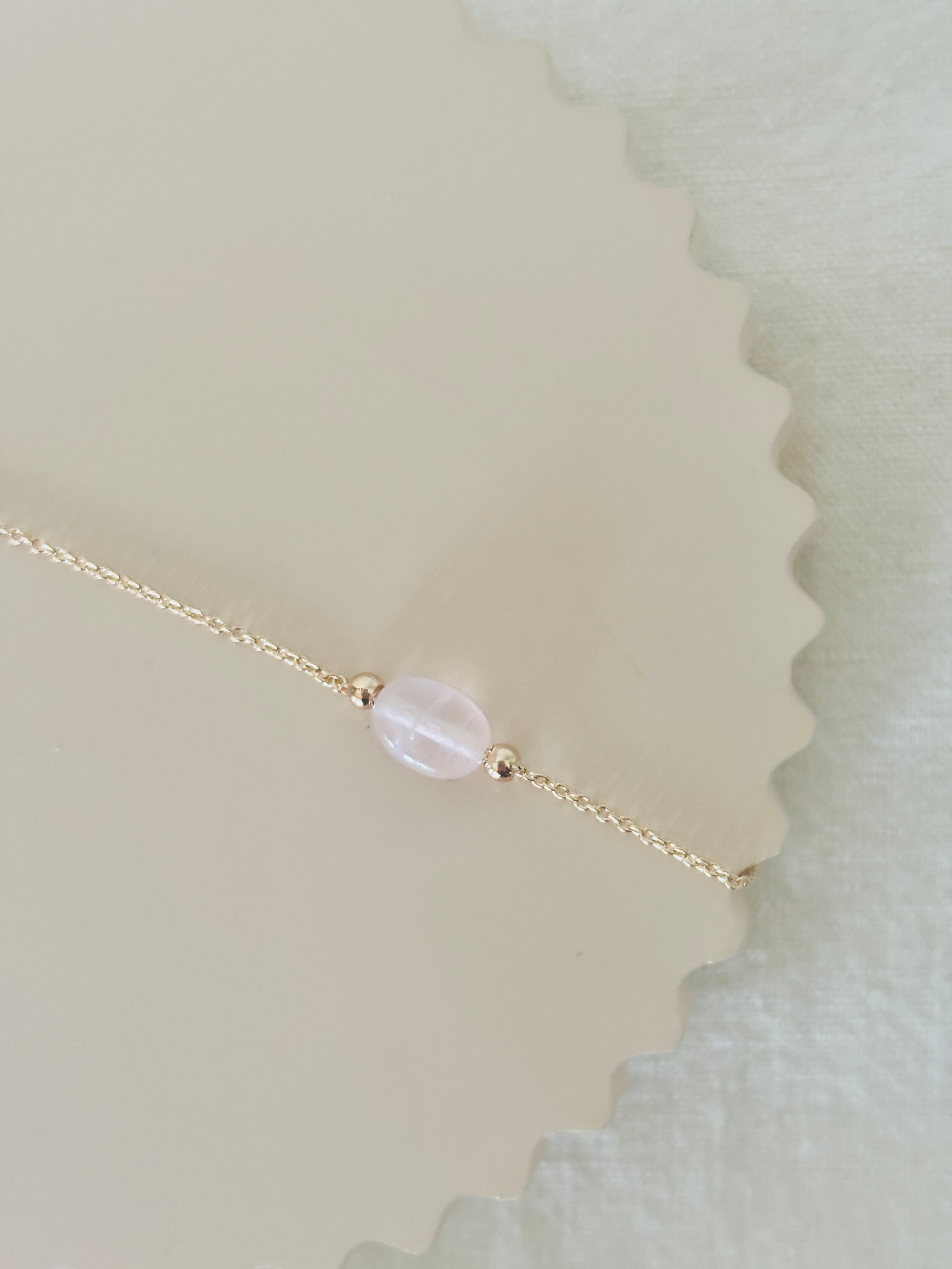Bracelet Quartz Rose Faustine Plaqué Or