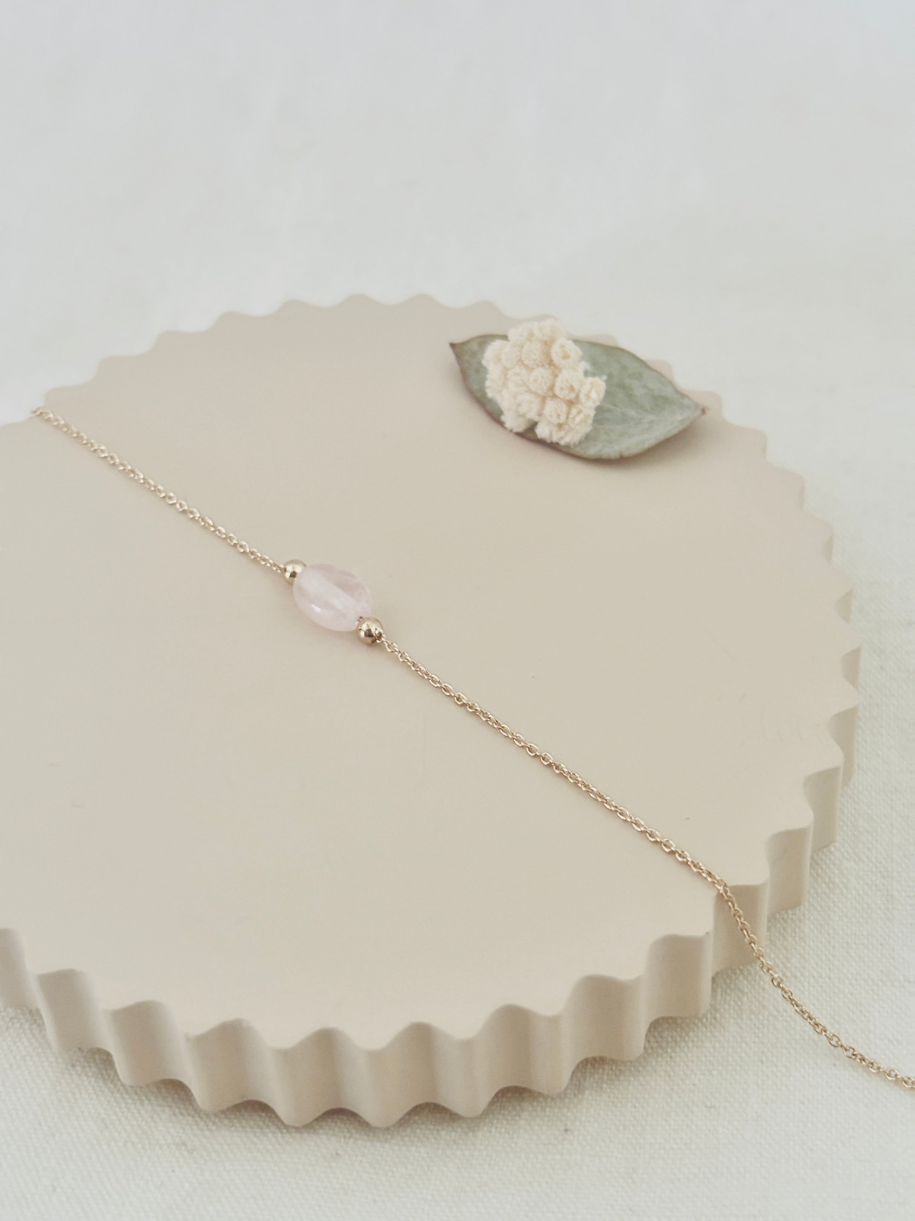 Bracelet Quartz Rose Faustine Plaqué Or