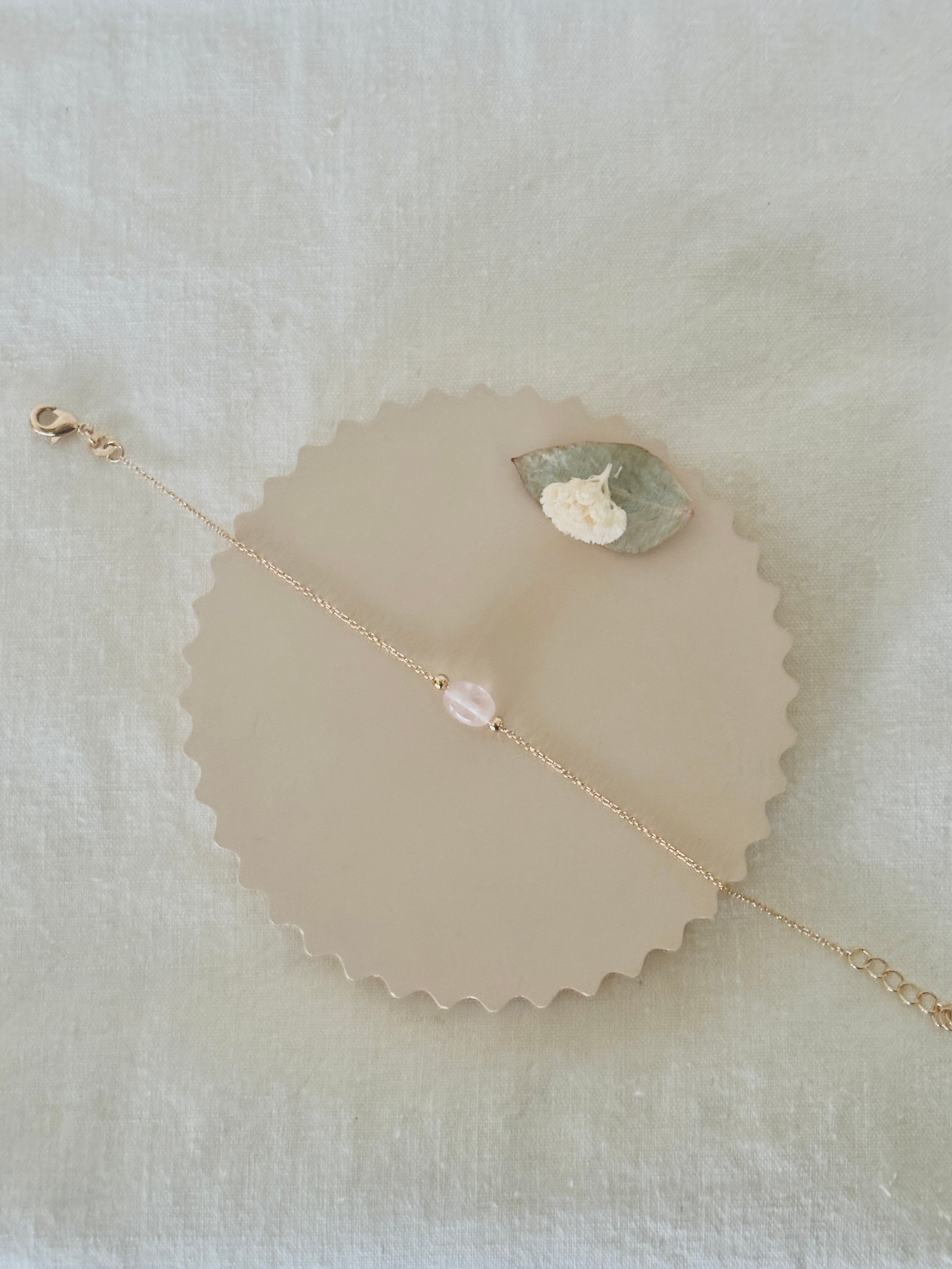 Bracelet Quartz Rose Faustine Plaqué Or
