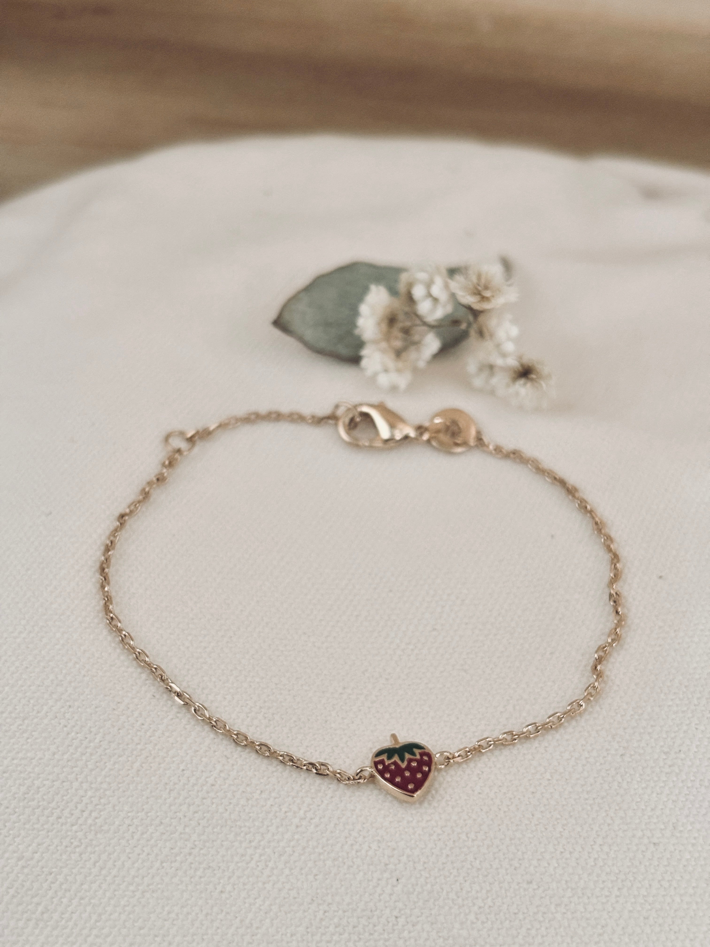 Bracelet Fraise Inès Plaqué Or