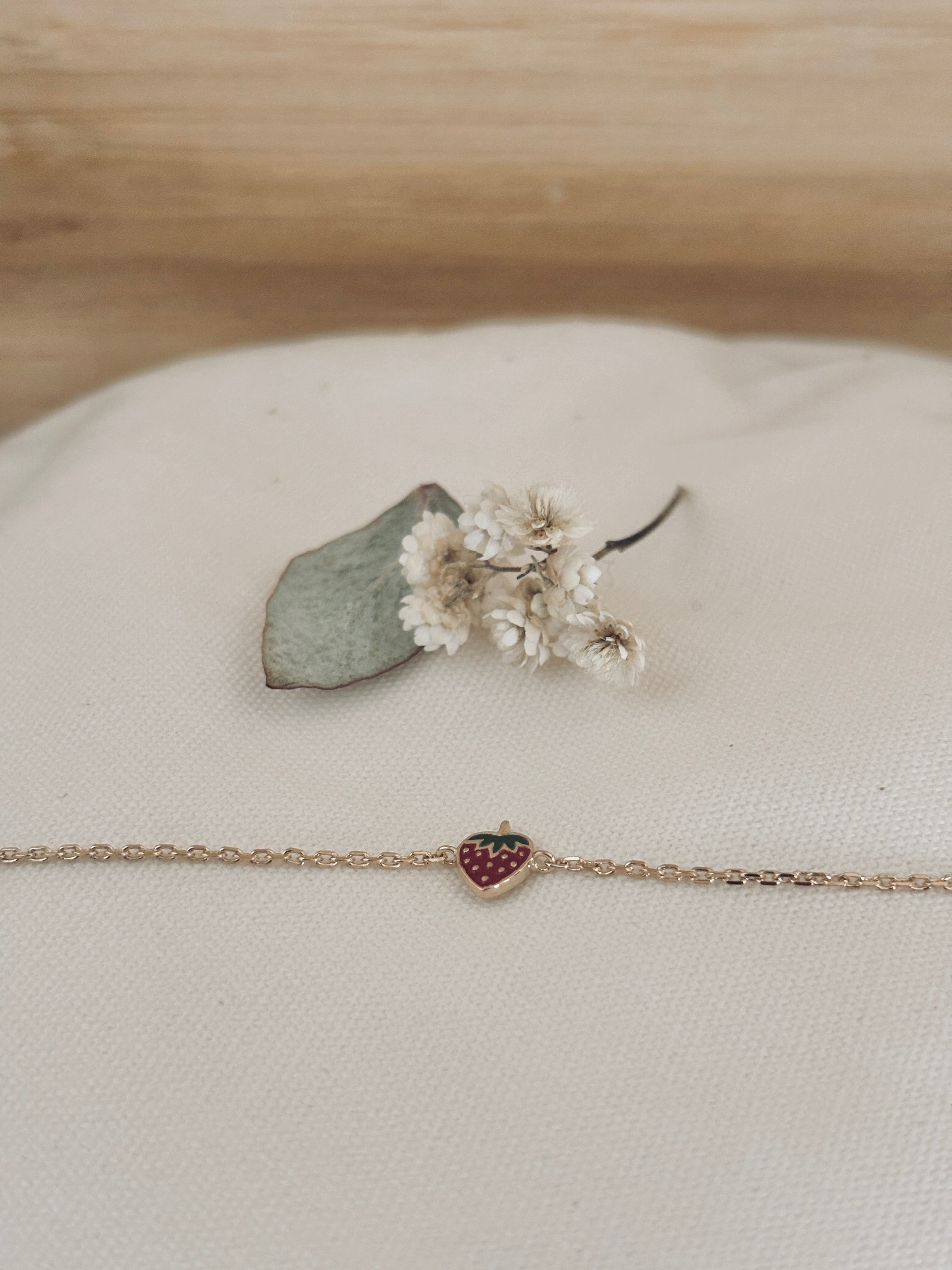 Bracelet Fraise Inès Plaqué Or