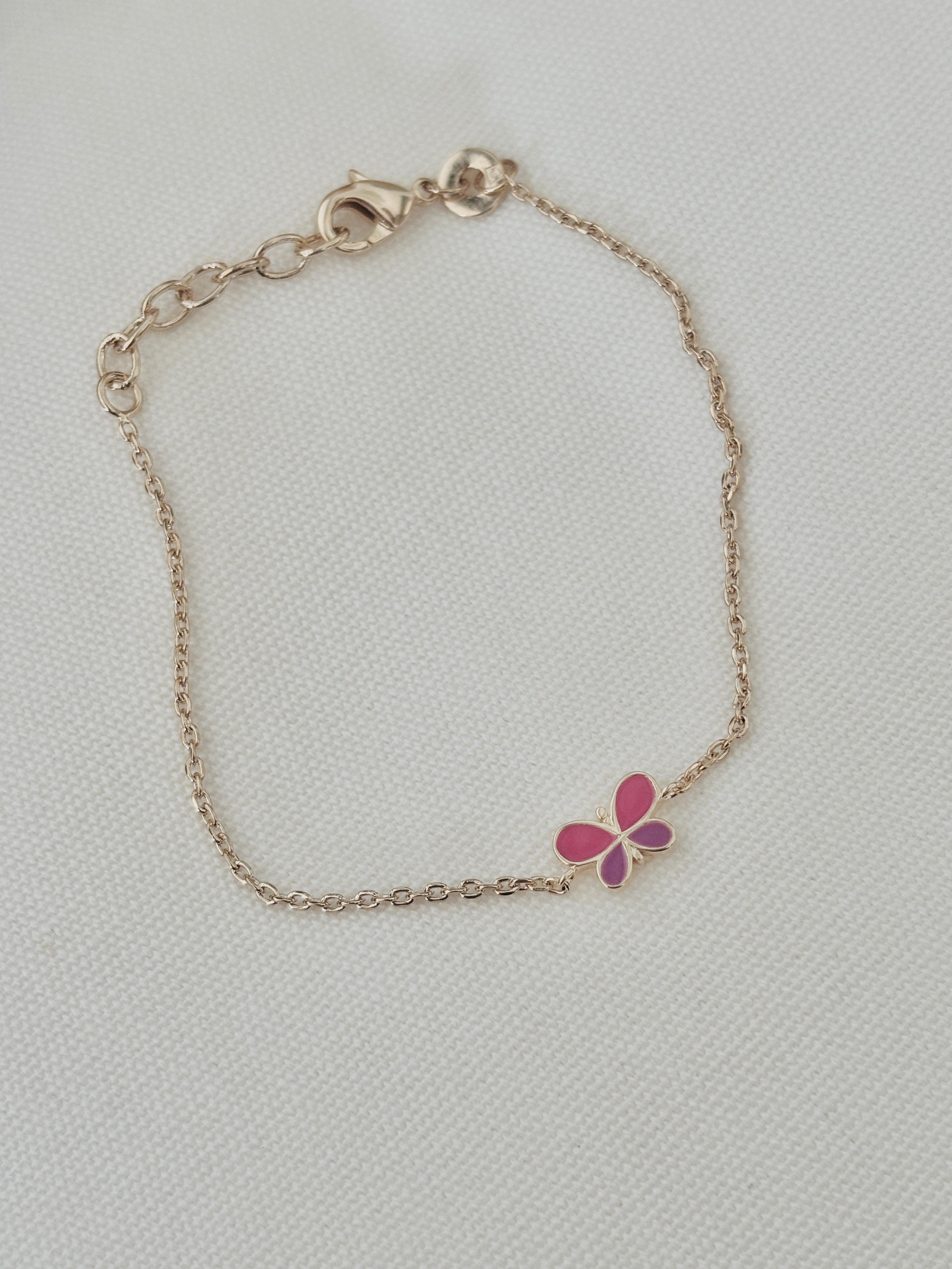 Bracelet Papillon Rose Ninon Plaqué Or